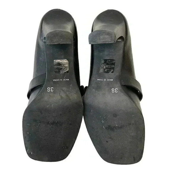 Vintage Spring High  Heel Mary Jane Pumps Genuine Leather Black Size 7.5 EU 38 - Picture 12 of 15